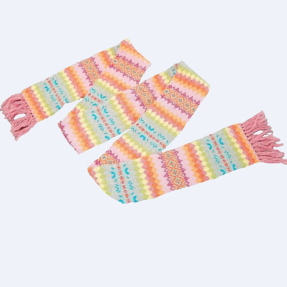 Lilly Pulitzer Wool Cashmere Fair Isle Skinny Fringe Scarf